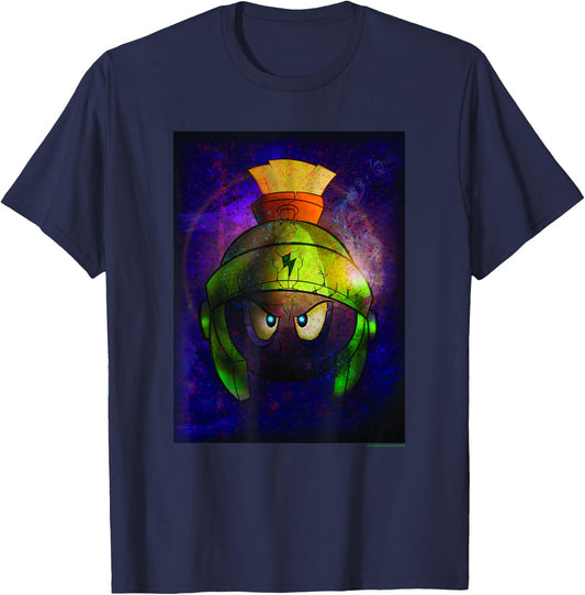 WB100 Looney Tunes Marvin The Martian Angry Space Portrait T-Shirt - T-Shirt | Navy