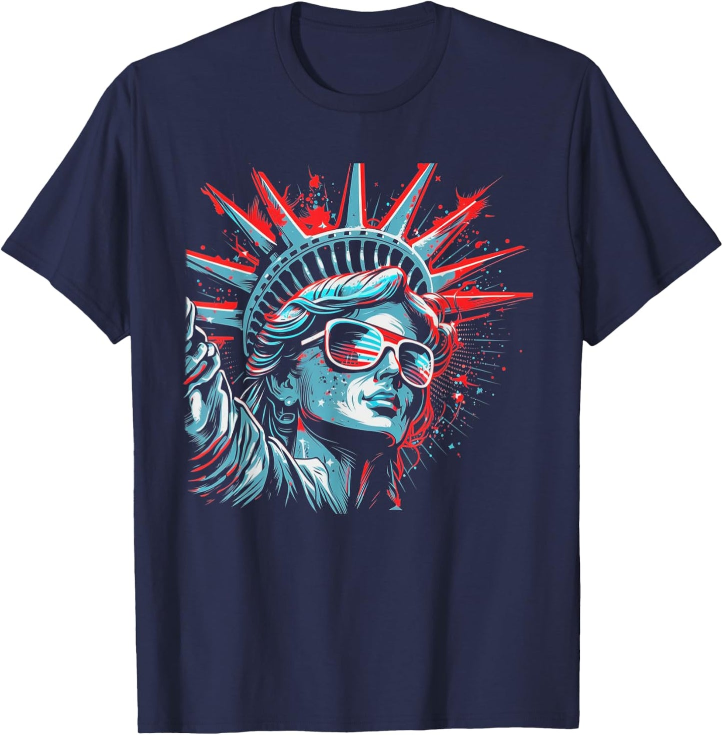 Statue Of Liberty 4th of July American Flag USA Funny T-Shirt - T-Shirt | Navy
