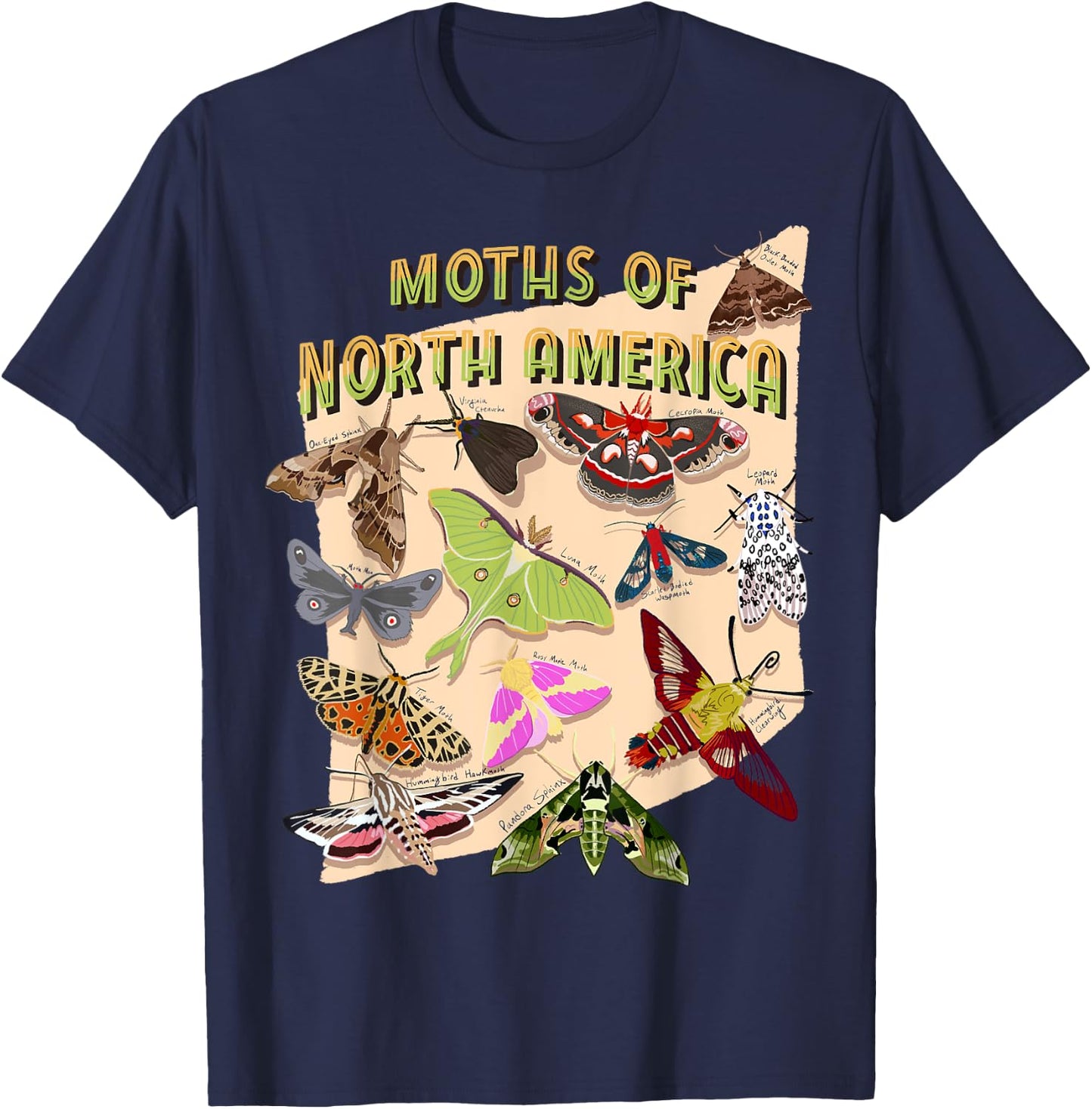Moths of North America T-Shirt - T-Shirt | Navy