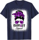 Support Pancreatic Cancer Awareness Messy Bun Ribbon Purple T-Shirt - T-Shirt | Navy