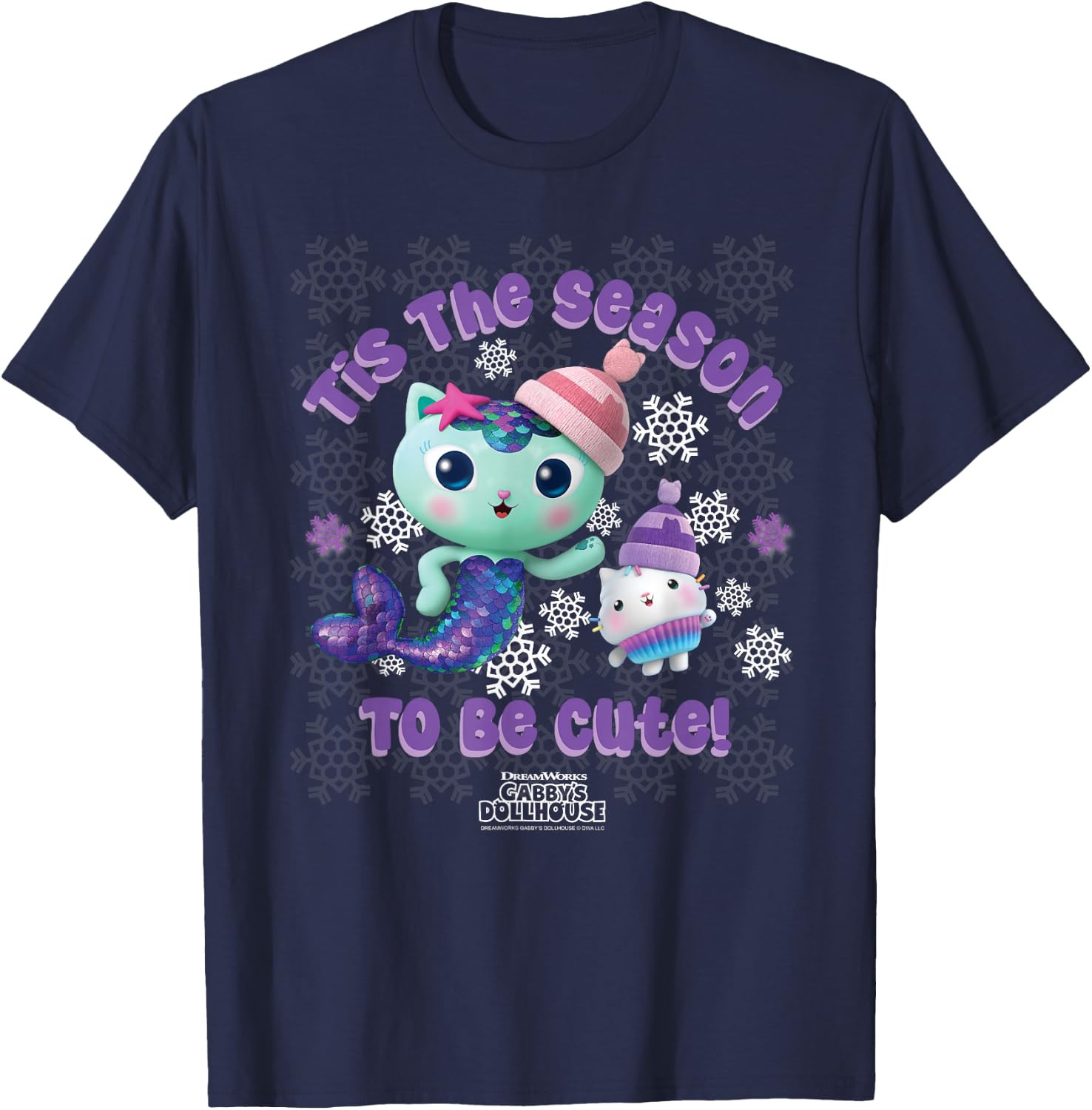 DreamWorks Gabby's Dollhouse Holiday MerCat & Cakey T-Shirt - T-Shirt | Navy