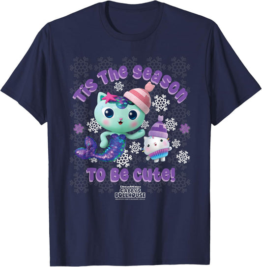 DreamWorks Gabby's Dollhouse Holiday MerCat & Cakey T-Shirt - T-Shirt | Navy