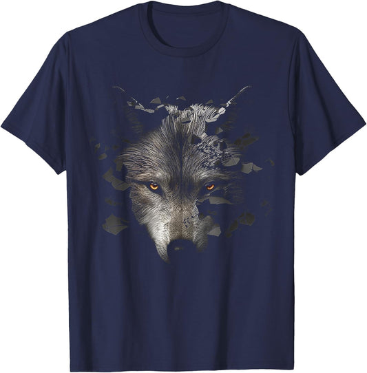 Wolf Lover Fantasy Artwork | Animal Motif Wolf T-Shirt - T-Shirt | Navy