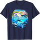 Rainbow Dolphin Tropical Ocean Dolphins T-Shirt - T-Shirt | Navy