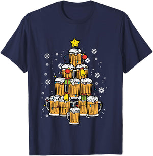 Beer Christmas Tree Xmas Pajamas PJs Brew Dad Men T-Shirt - T-Shirt | Navy