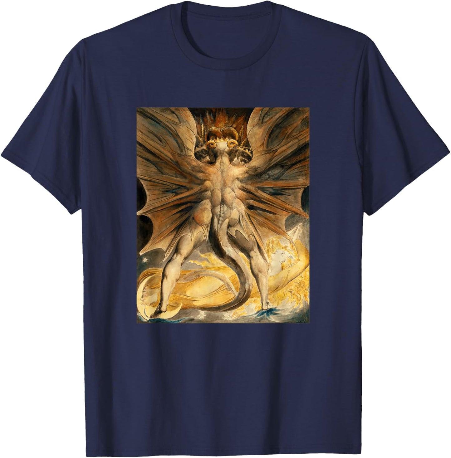 William Blake - The Dragon II - For Artists T-Shirt - T-Shirt | Navy
