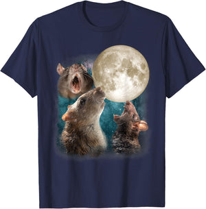 Three Rats Howl At Moon 3 Wolfs Funny Parody Rat Lovers T-Shirt - T-Shirt | Navy