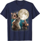 Three Rats Howl At Moon 3 Wolfs Funny Parody Rat Lovers T-Shirt - T-Shirt | Navy