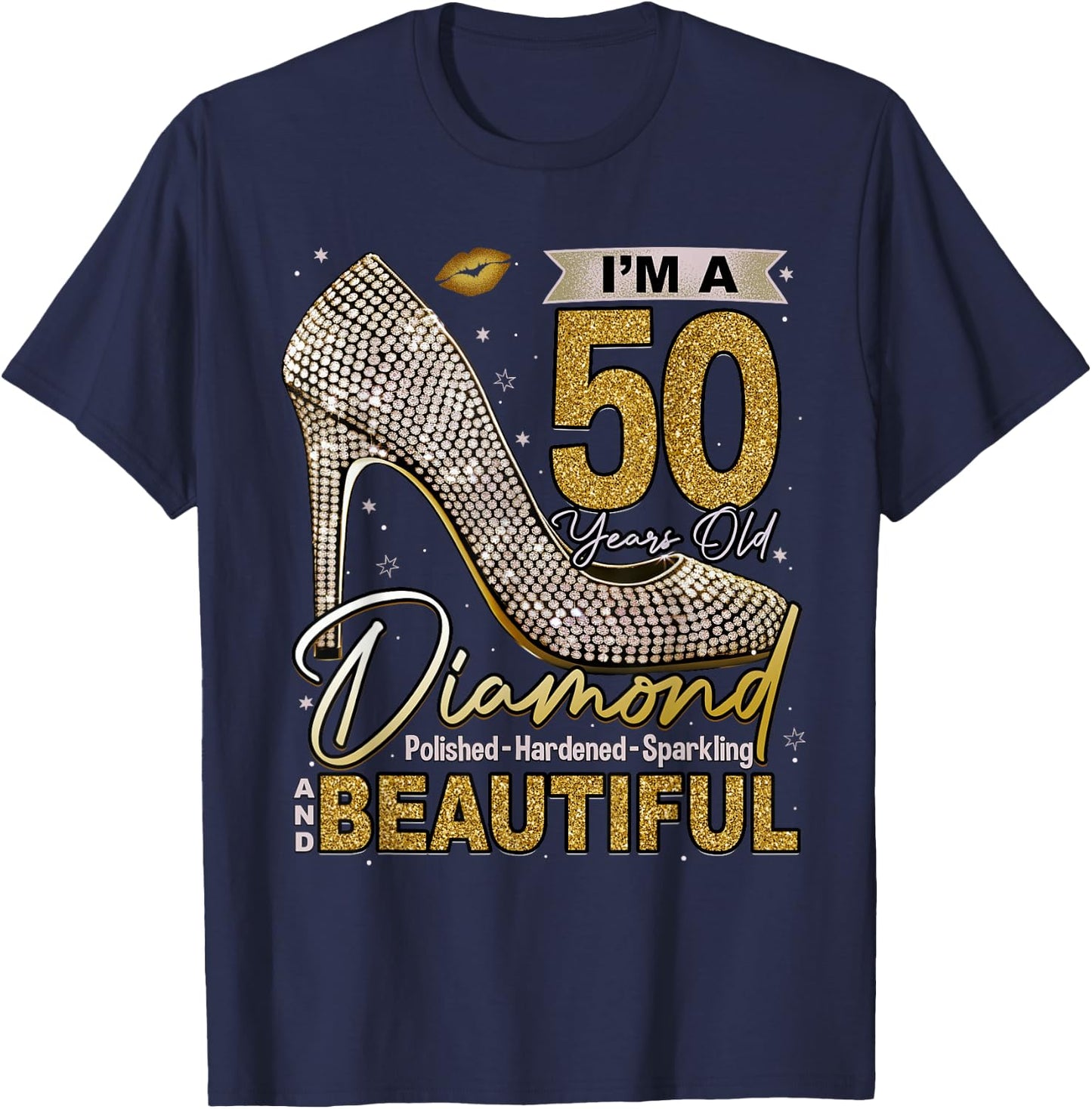 This Queen Makes 50 Looks Fabulous Shirt 50th Birthday Girls T-Shirt - T-Shirt | Navy