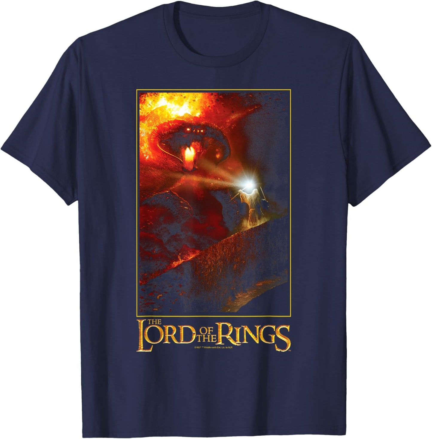 The Lord Of The Rings You Shall Not Pass! Balrog Poster T-Shirt - T-Shirt | Navy