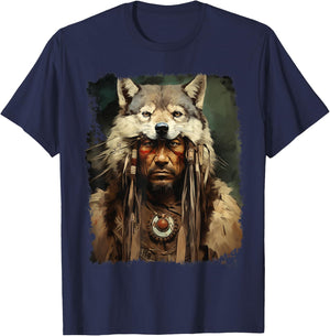 Wolf Native American Men T-Shirt - T-Shirt | Navy