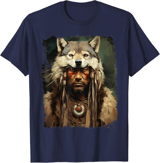 Wolf Native American Men T-Shirt - T-Shirt | Navy