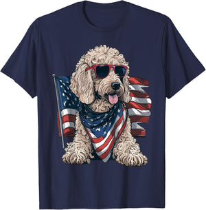 Goldendoodle 4th of july patriotic golden doodle dog T-Shirt - T-Shirt | Navy