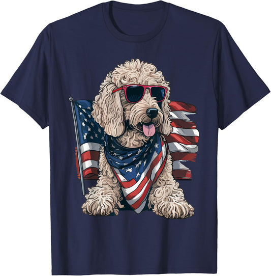 Goldendoodle 4th of july patriotic golden doodle dog T-Shirt - T-Shirt | Navy