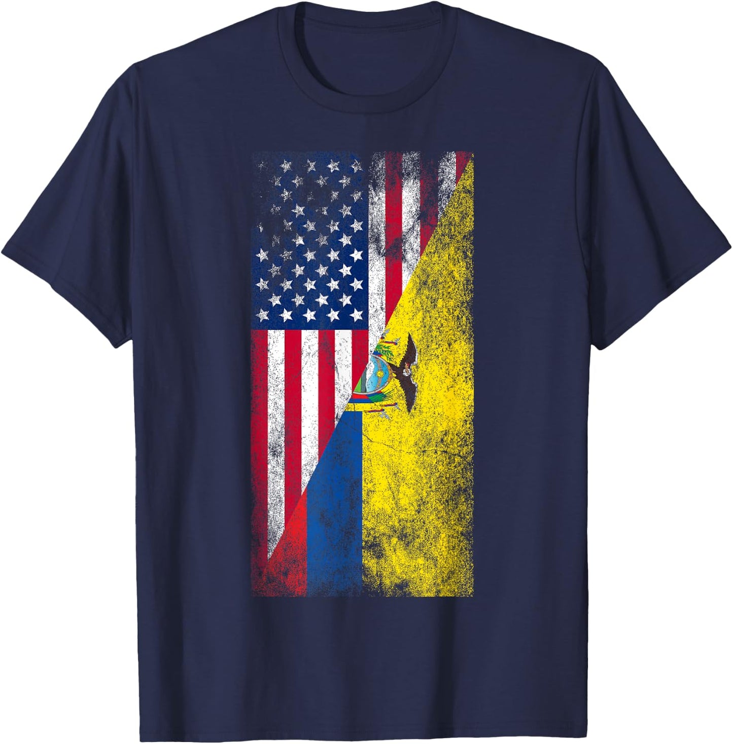 USA & Ecuador Flags - United States of America, Ecuadorian T-Shirt - T-Shirt | Navy