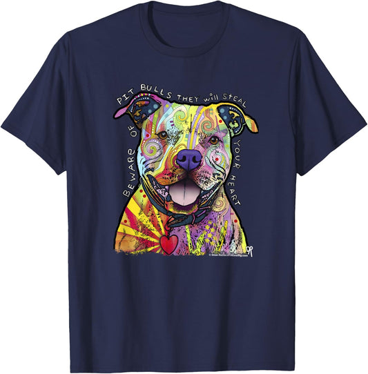 Beware of Pit Bulls, Dean Russo Pitbull Original - Dog Lover Small T-Shirt - T-Shirt | Navy