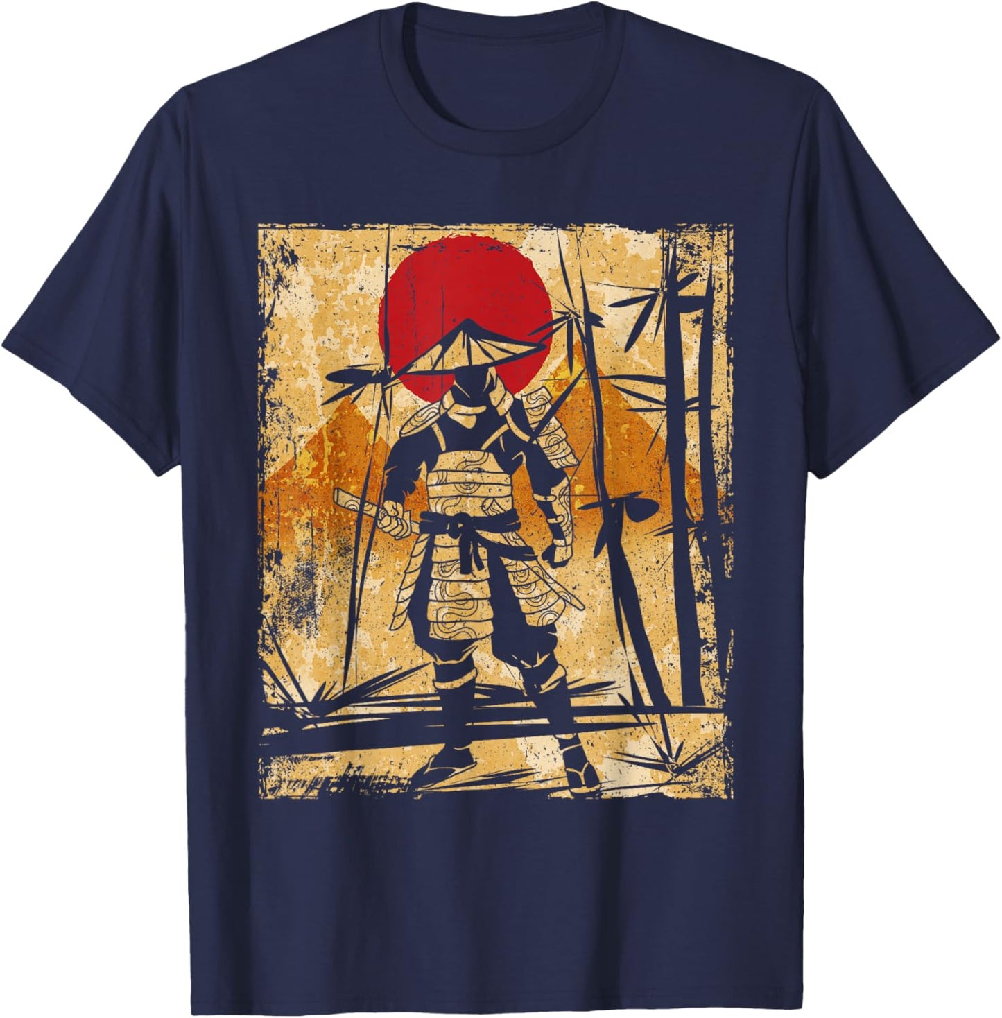 Samurai Japanese Art Vintage Fighter Retro T-Shirt - T-Shirt | Navy