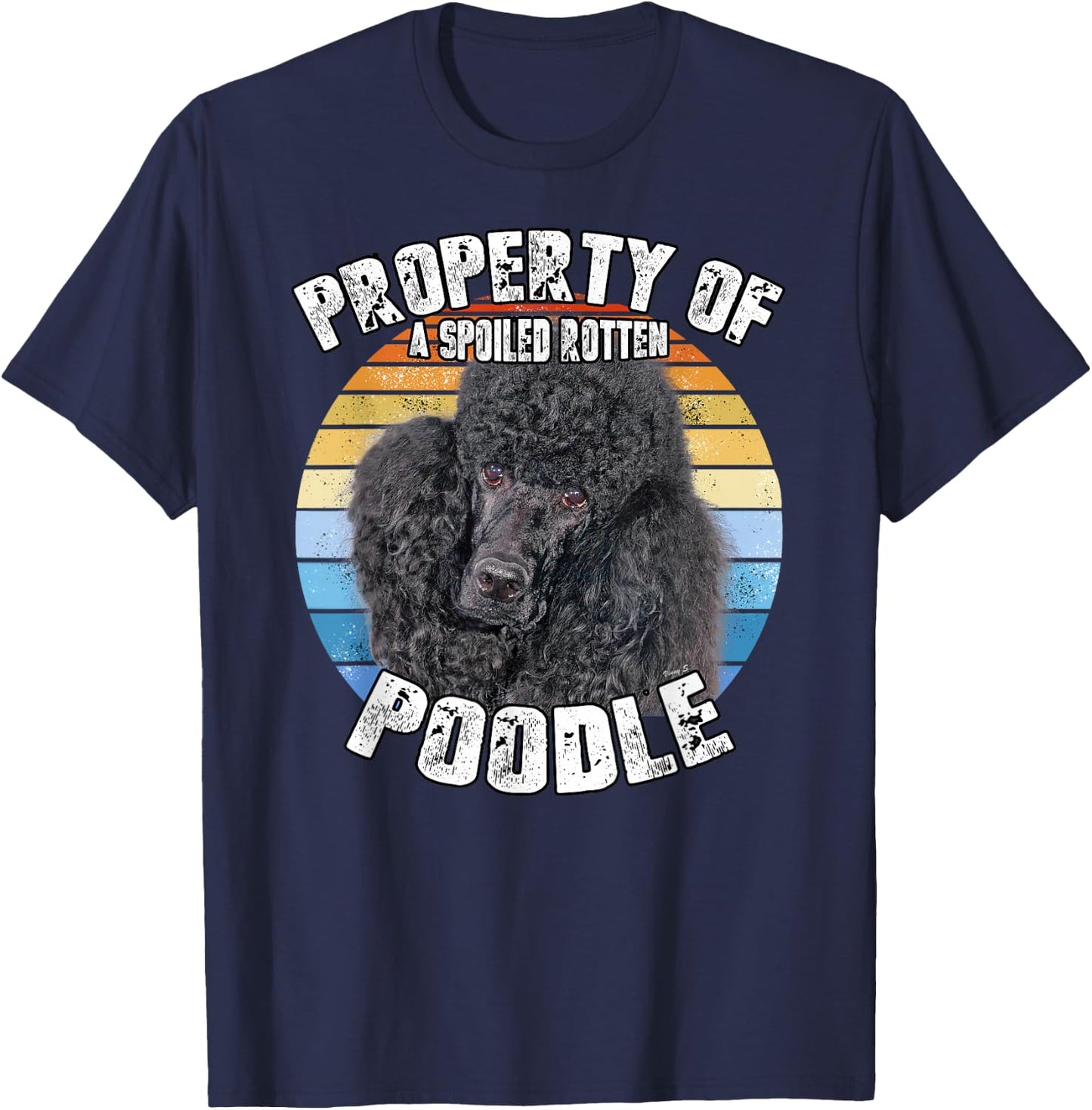 Poodle Black Retro Property Of T-Shirt - T-Shirt | Navy