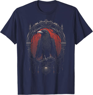 Crow Bird Dark Mystic Nordic Raven Black Gothic Occult Viking Witchcraft T-Shirt - T-Shirt | Navy