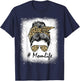 Mom Life Bleached Shirt Mom Life Leopard Messy Bun T-Shirt - T-Shirt | Navy