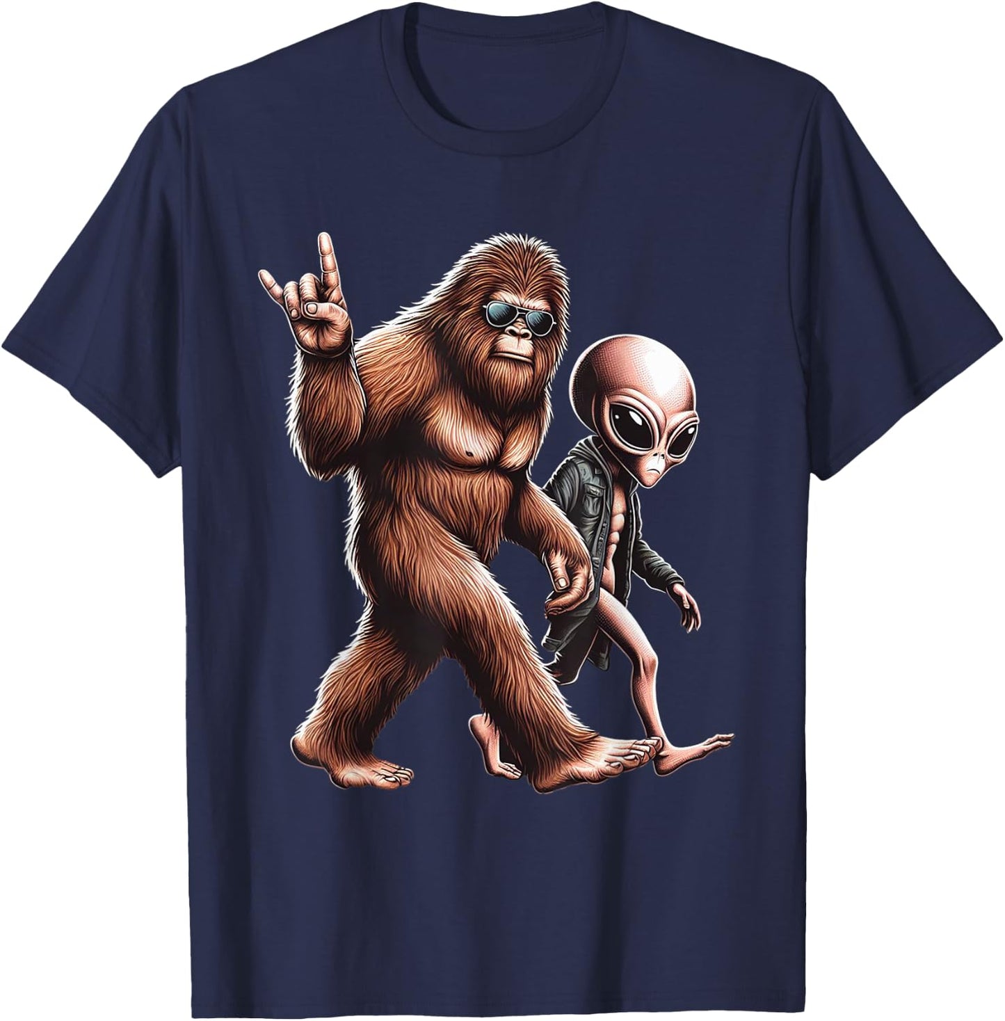 Bigfoot Sasquatch Rock And Roll Dads Funny BigFoot Aliens T-Shirt - T-Shirt | Navy