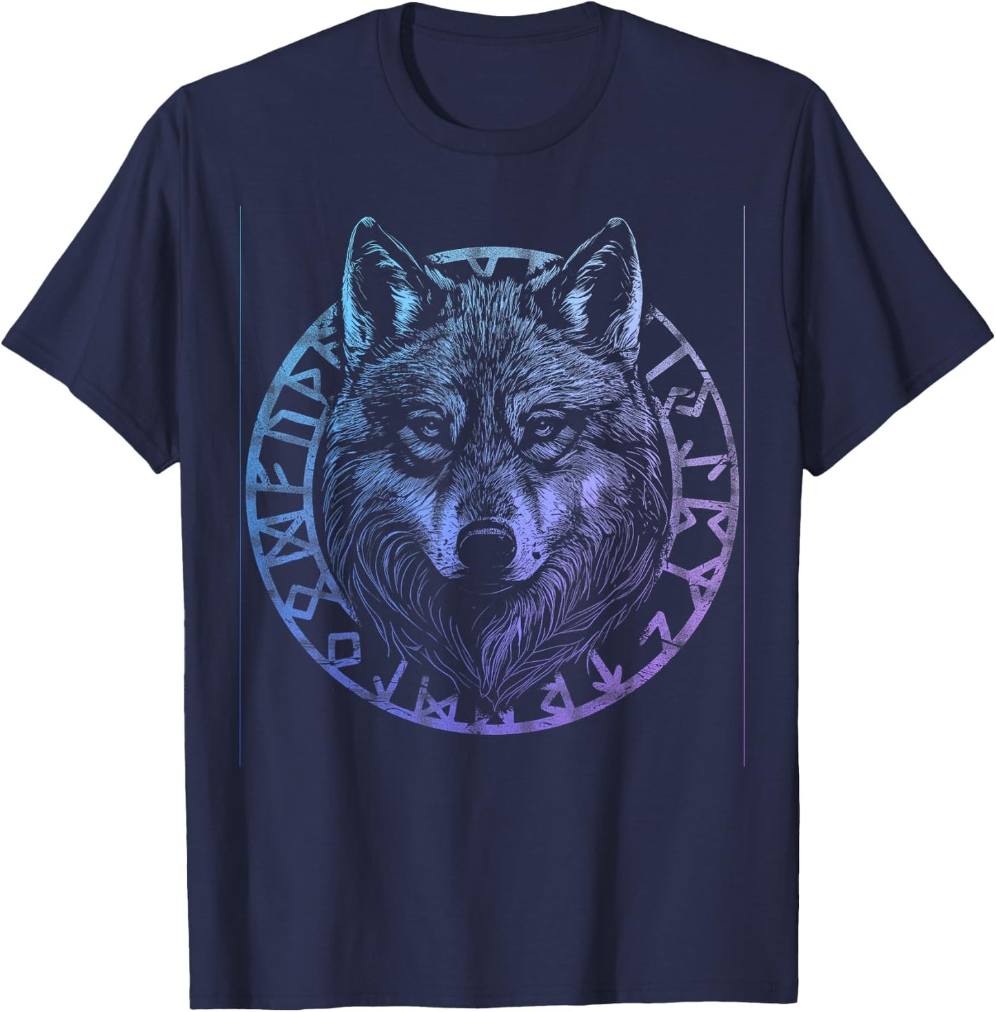 Wolf Viking Runes Nordic Celtic Wolf Lover T-Shirt - T-Shirt | Navy