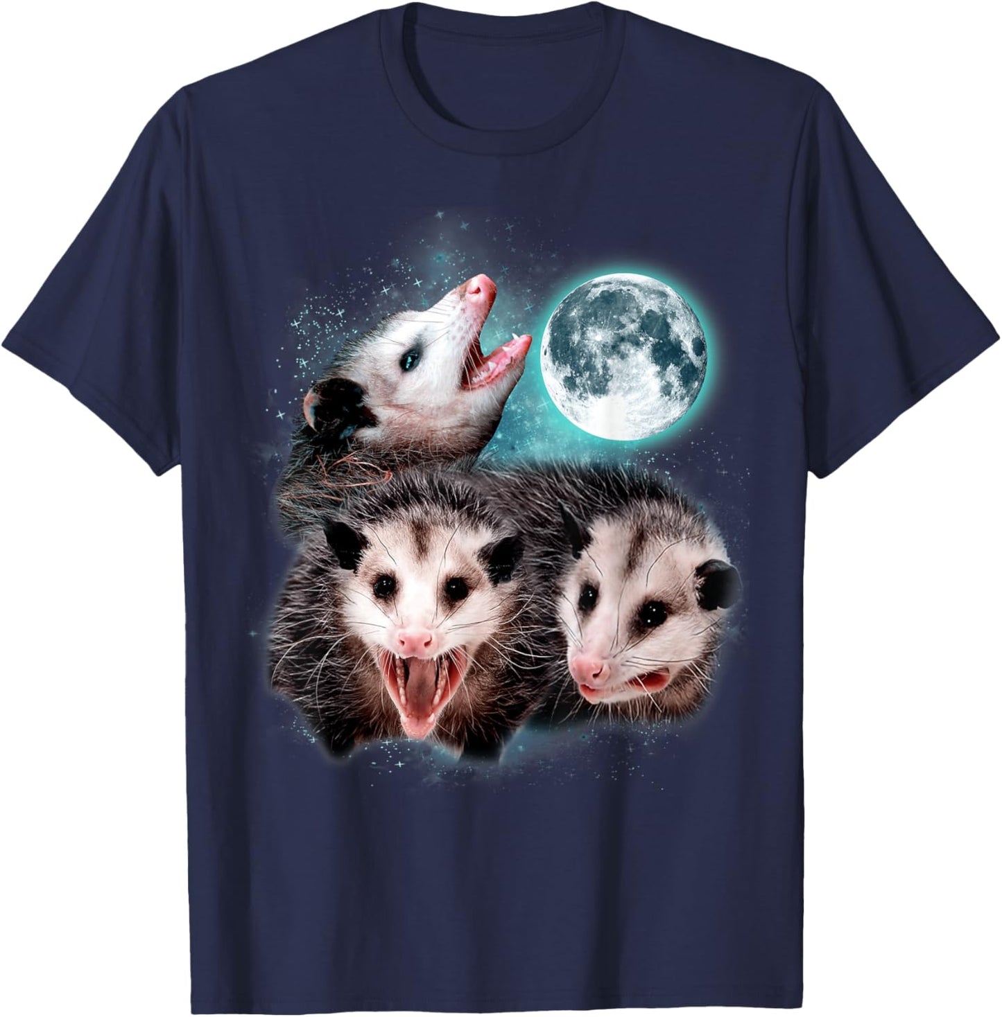 3 Opossum Moon Howling Opossum Head Funny , Women T-Shirt - T-Shirt | Navy