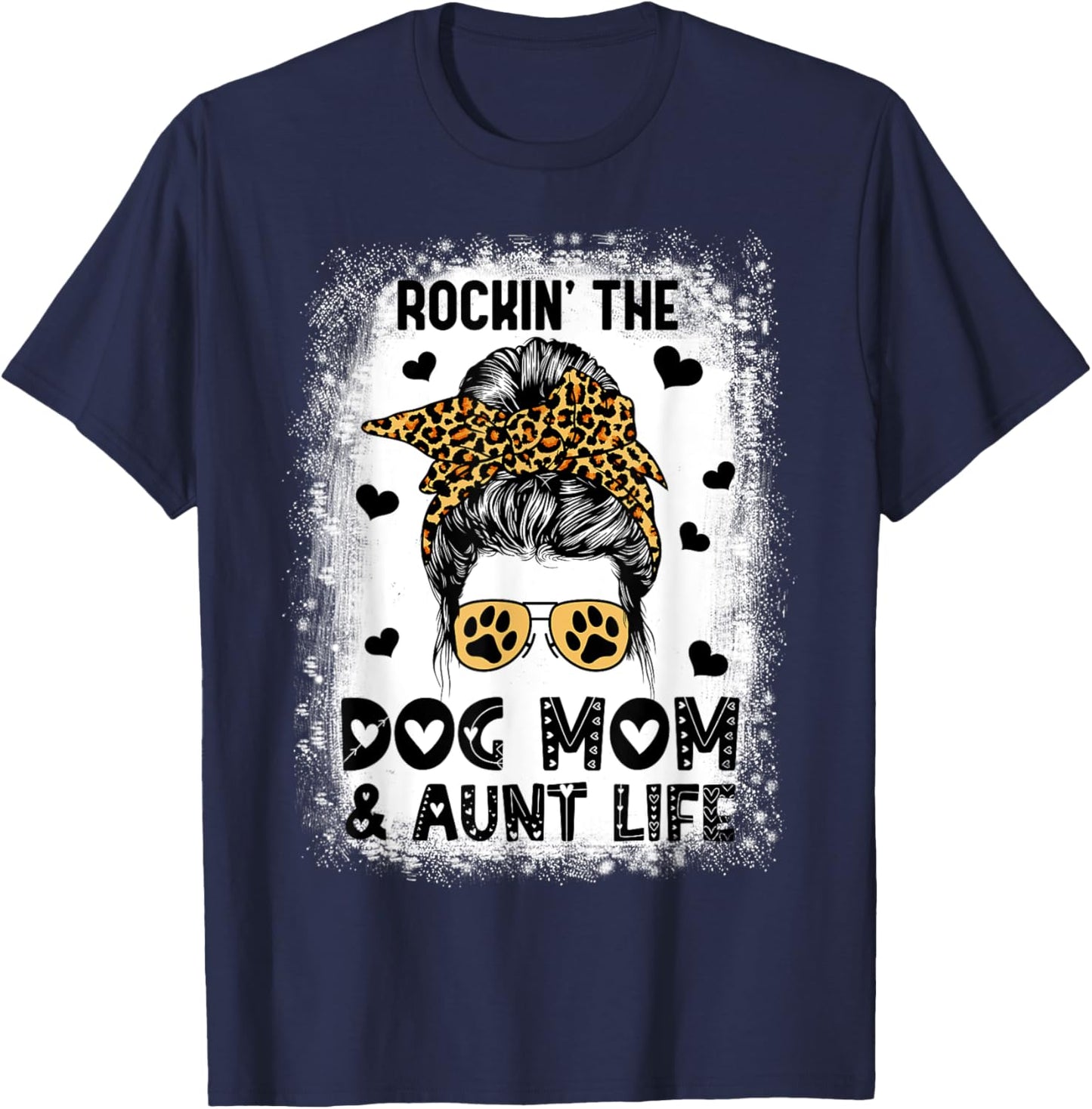 Dog Mom Aunt Life Cute Dog Lover Mother's Day Auntie T-Shirt - T-Shirt | Navy