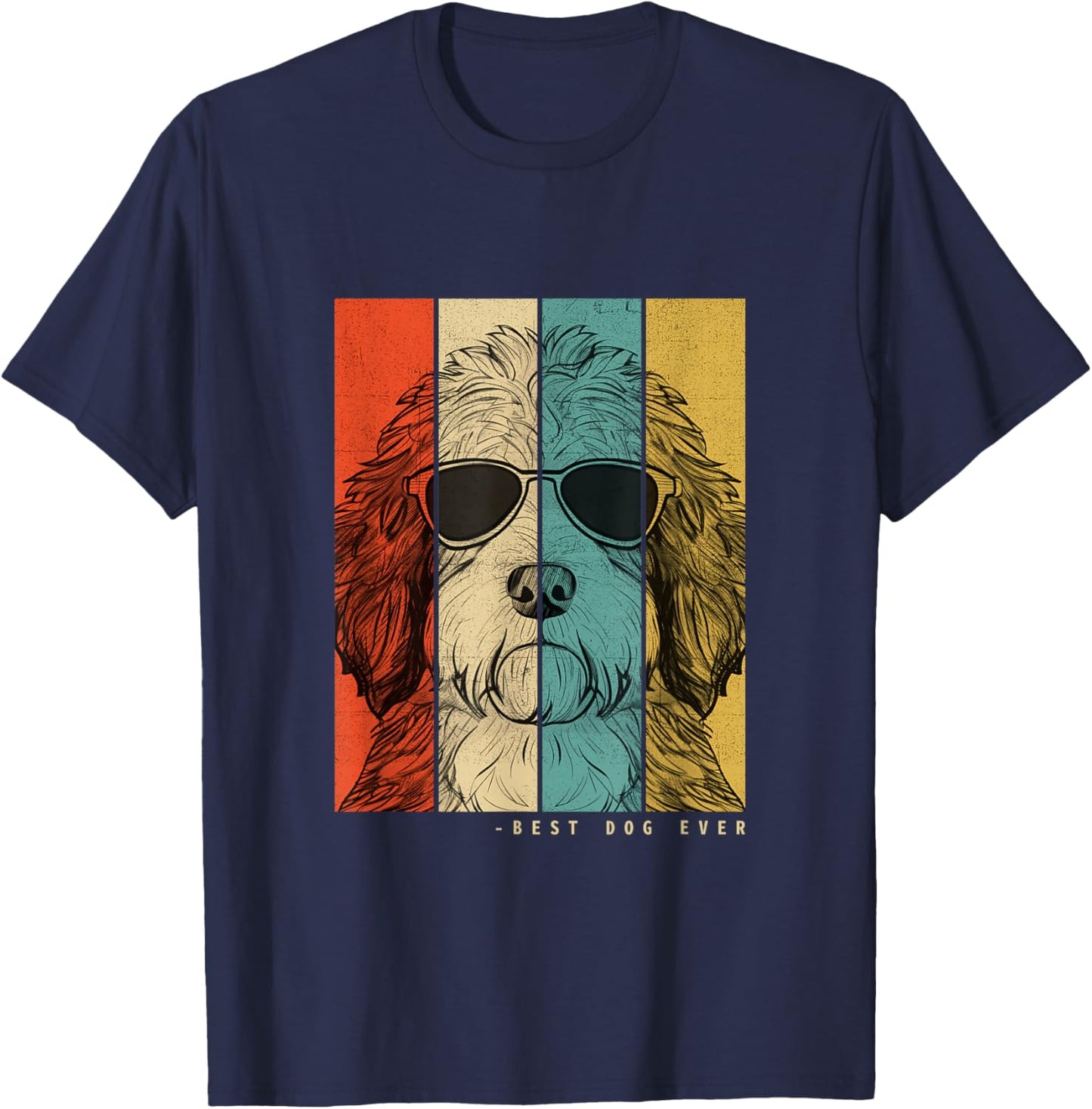 Vintage Saint Berdoodle Dog Mother Dad Children Men Women T-Shirt - T-Shirt | Navy