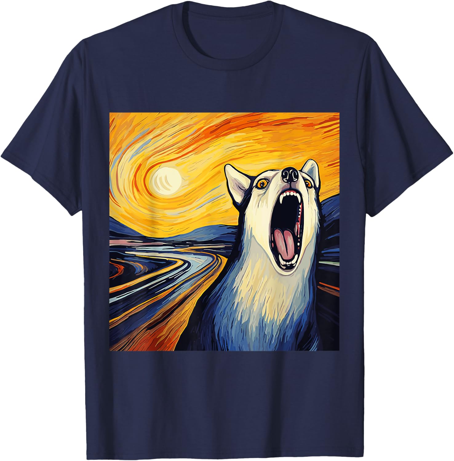 Siberian Husky The Scream For Dog Mom Dog Dad Women Kids T-Shirt - T-Shirt | Navy