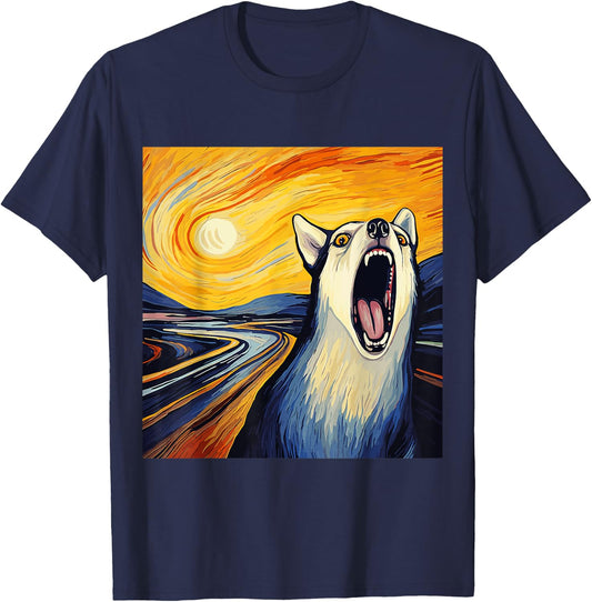 Siberian Husky The Scream For Dog Mom Dog Dad Women Kids T-Shirt - T-Shirt | Navy