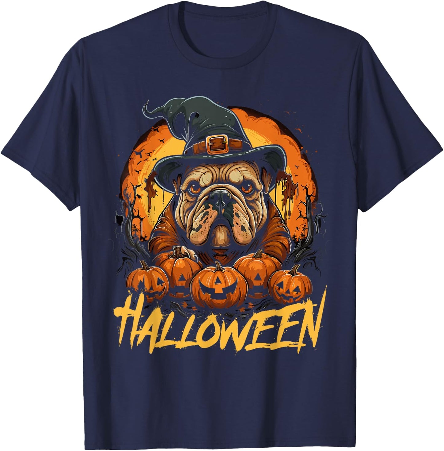Cute Halloween English Bulldog Lover Childrens T-Shirt - T-Shirt | Navy