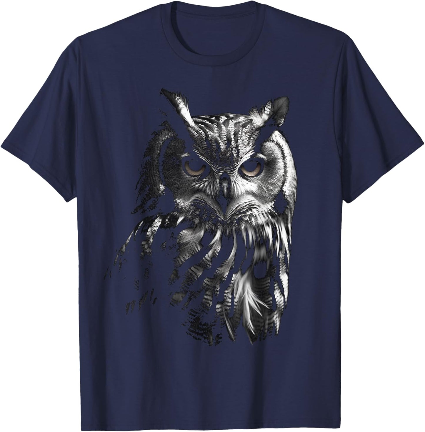 Owl Artwork - Bird Art Animal Owl T-Shirt - T-Shirt | Navy