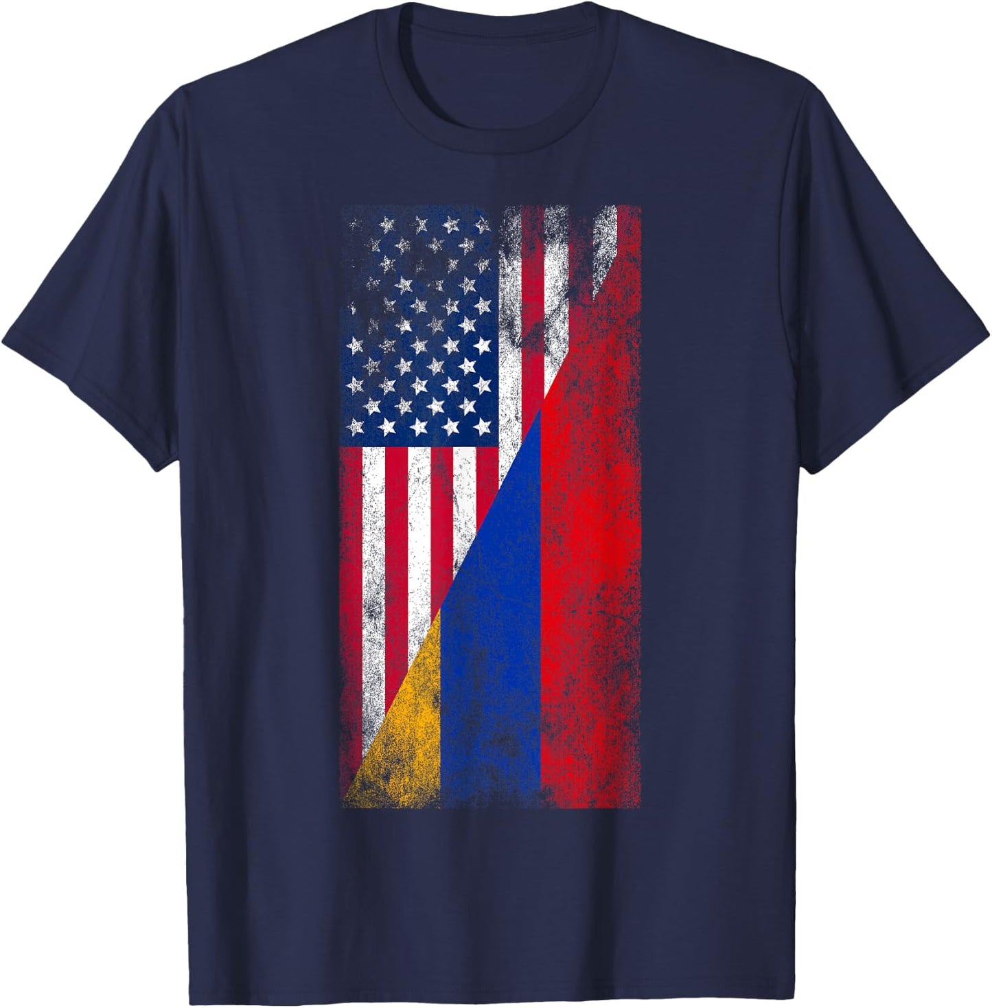 USA & Armenia Flags - United States of America, Armenian T-Shirt - T-Shirt | Navy