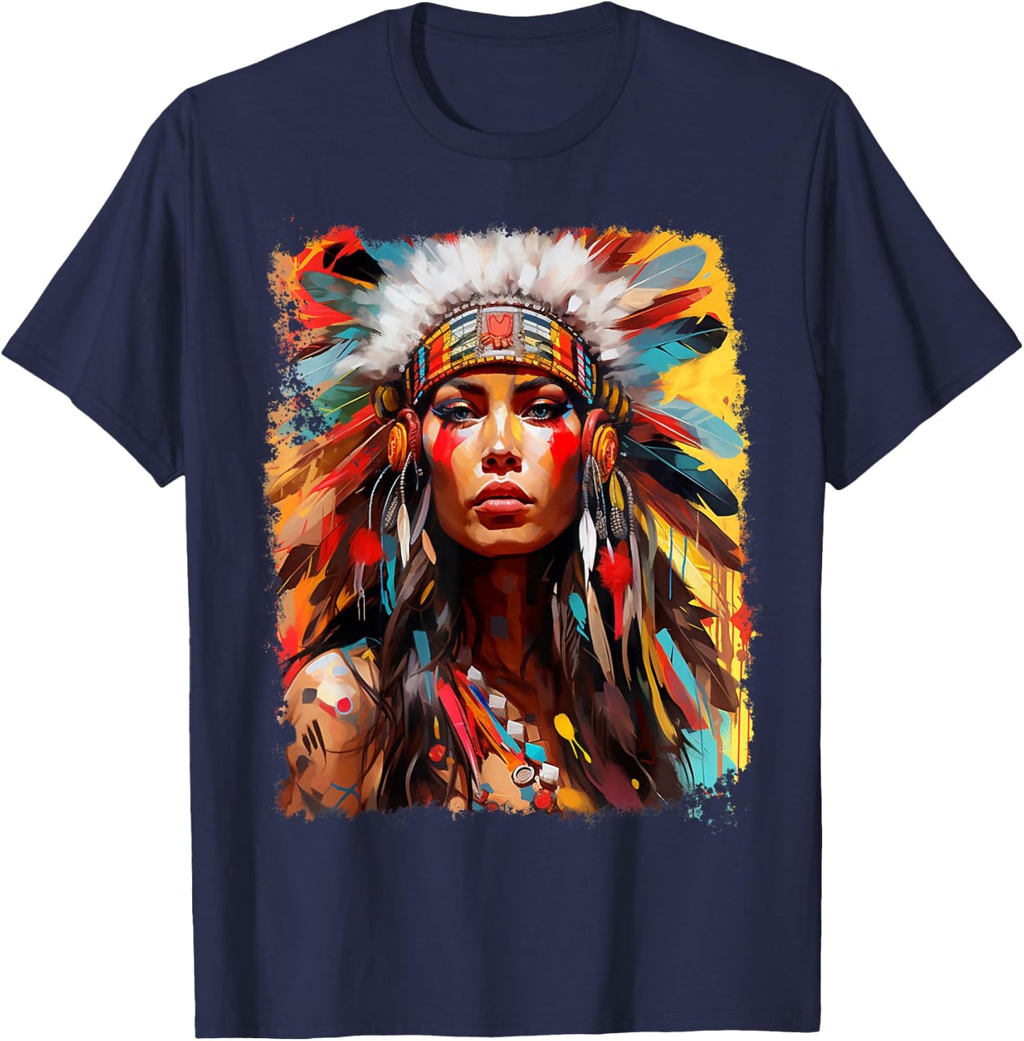 Native Indian Female T-Shirt - T-Shirt | Navy