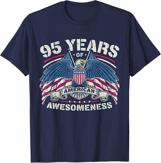 Patriotic 95th Birthday USA I American Patriot 95 Years T-Shirt - T-Shirt | Navy