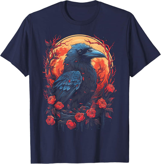 Raven Black gothic Occult Viking Witchcraft T-Shirt - T-Shirt | Navy