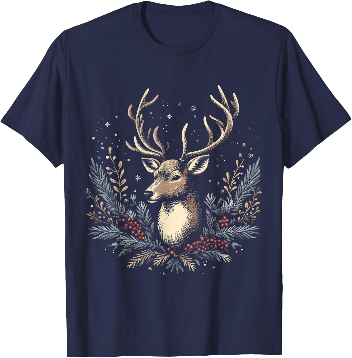 Christmas Reindeer Merry Christmas Xmas Morning Holiday T-Shirt - T-Shirt | Navy