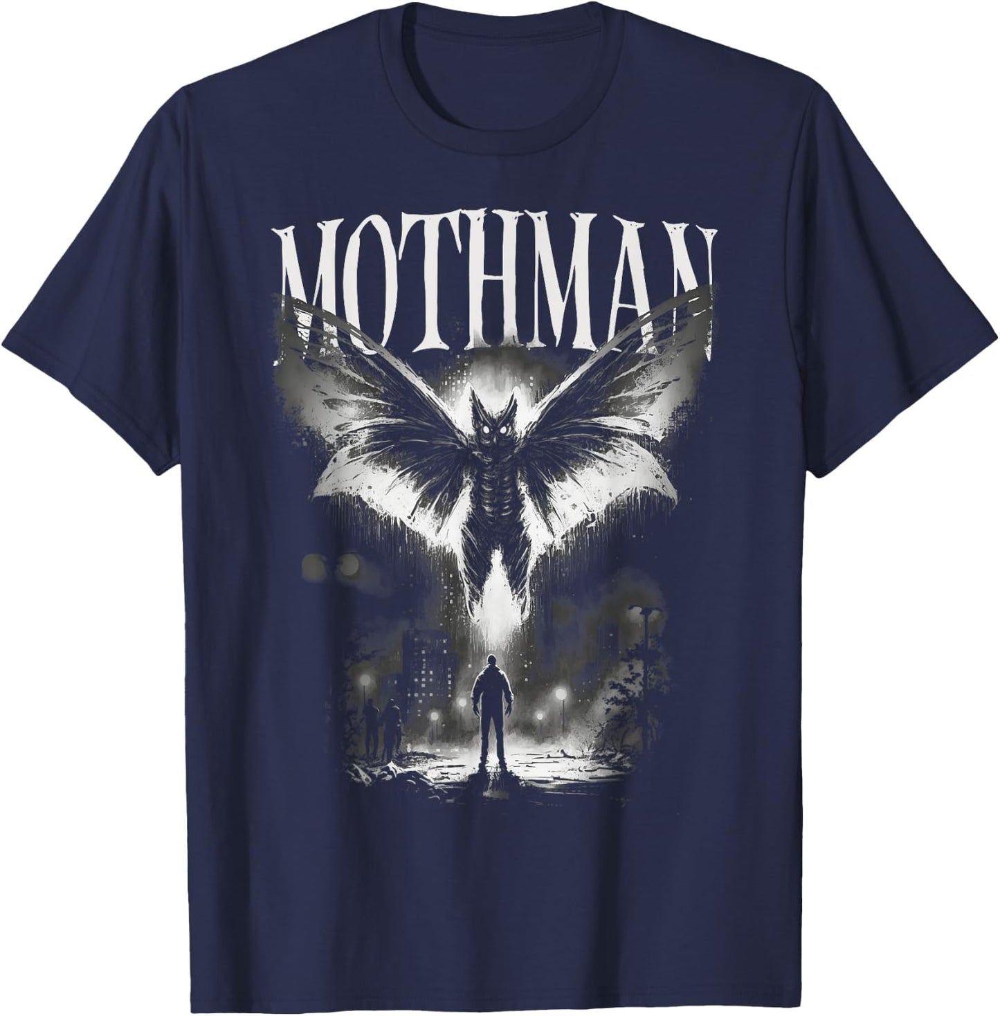 Mothman Cryptid Creature - Death From Above Graphic T-Shirt - T-Shirt | Navy