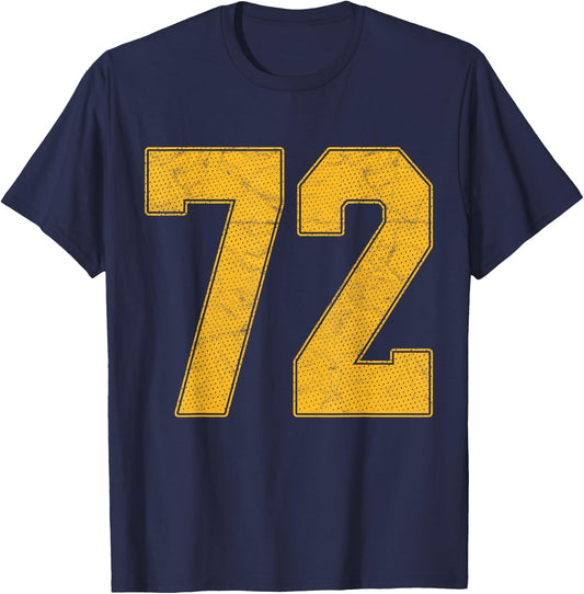 Number 72 Numbered Uniform Sports Team Jersey 72nd Birthday T-Shirt - T-Shirt | Navy