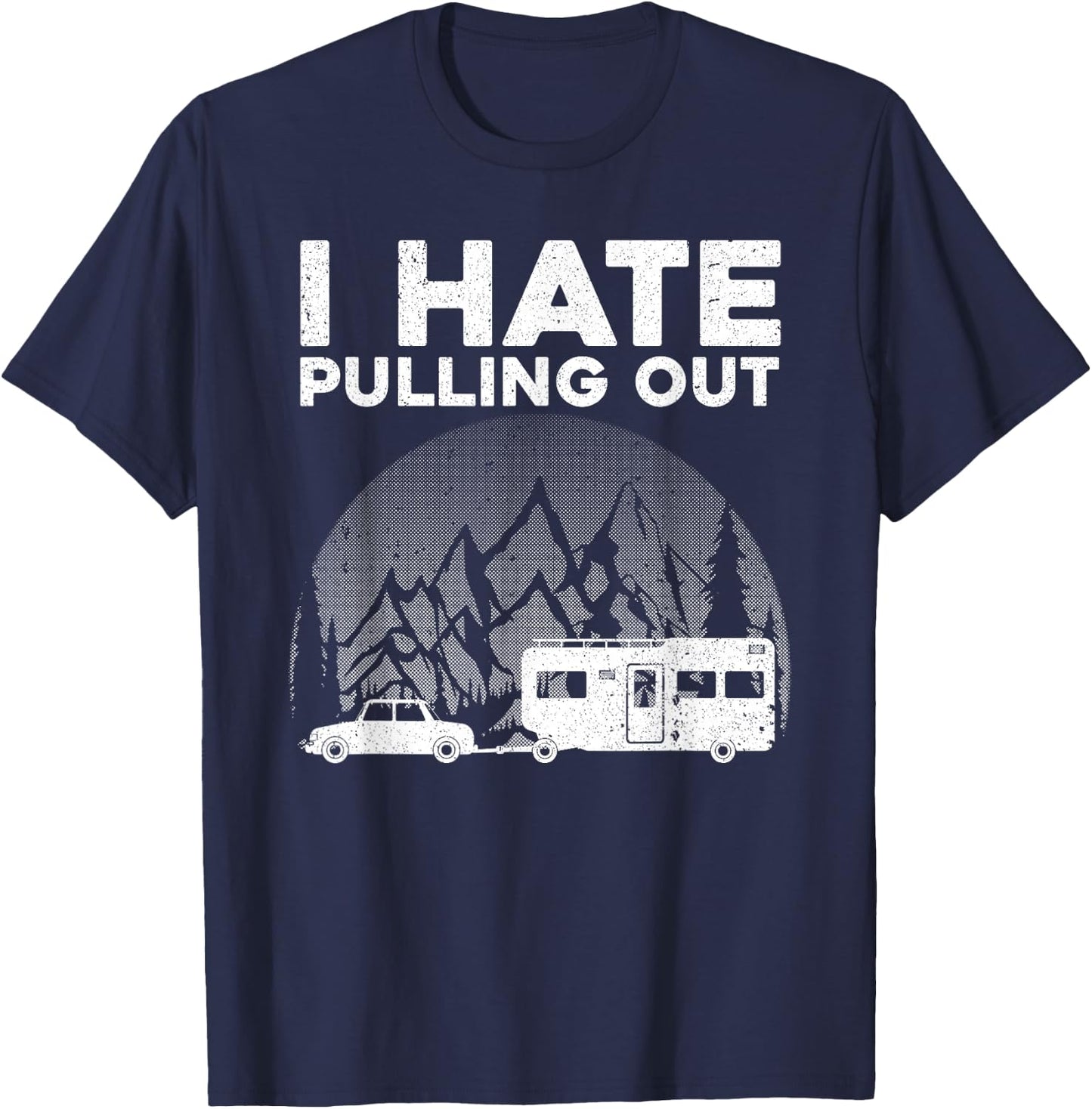 Funny Camping Art Women Kids Camping Trailer Camper T-Shirt - T-Shirt | Navy