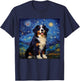 Surreal Starry Night Bernese Mountain Dog T-Shirt - T-Shirt | Navy