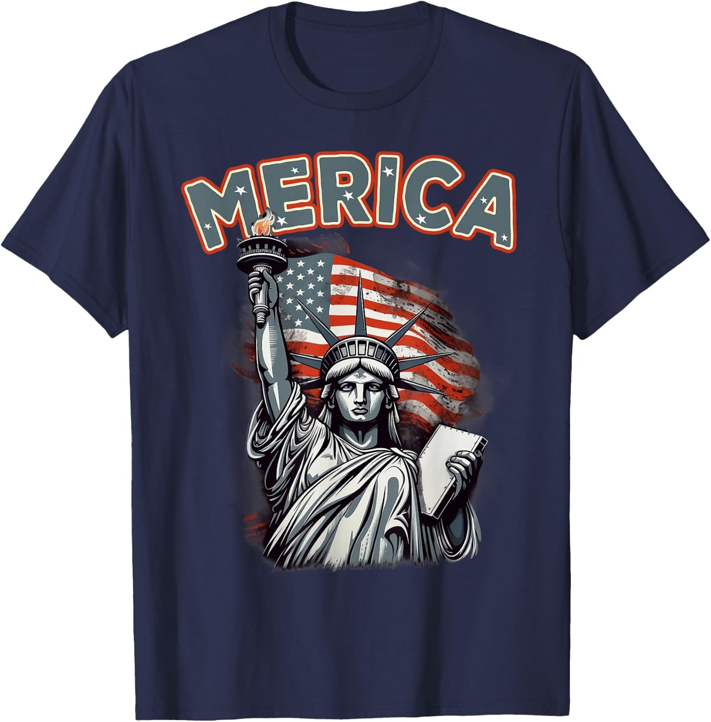 USA American Flag Patriotic 4th of July T-Shirt - T-Shirt | Navy