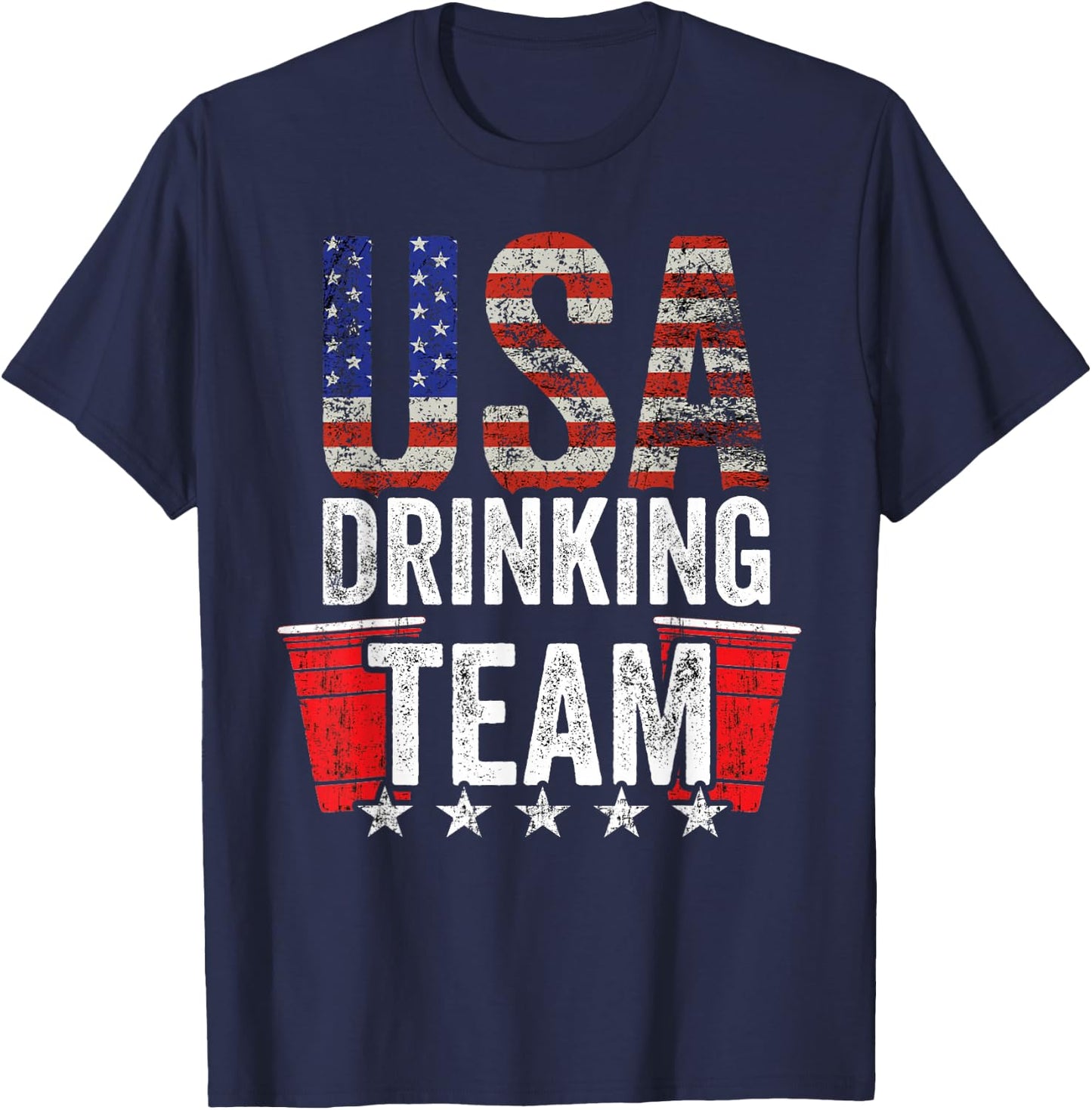 USA Drinking Team Funny Drinking Game Red Cup T-Shirt - T-Shirt | Navy