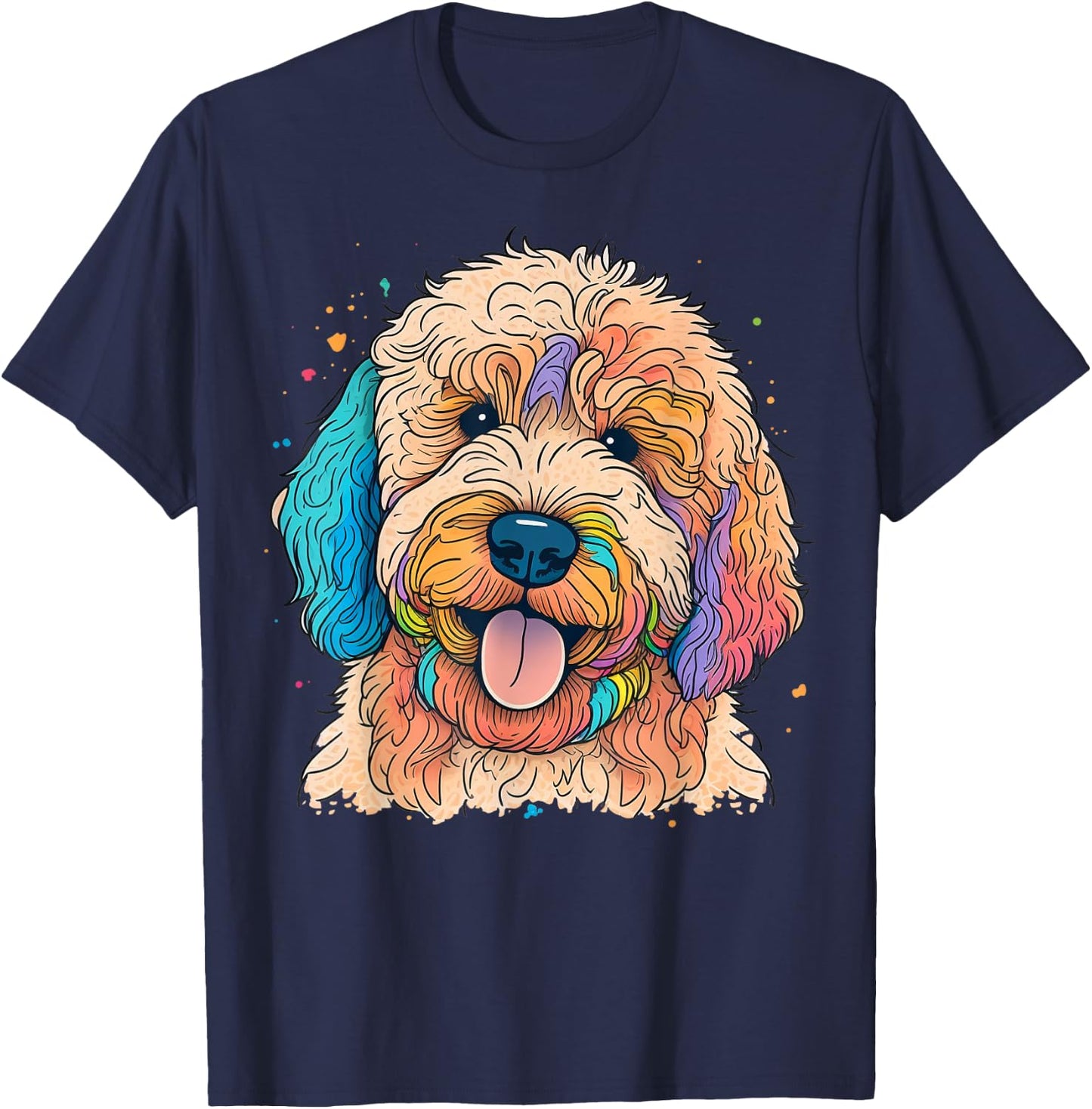 Cute Goldendoodle Dog on Golden Doodle Lover Men Women Kids T-Shirt - T-Shirt | Navy