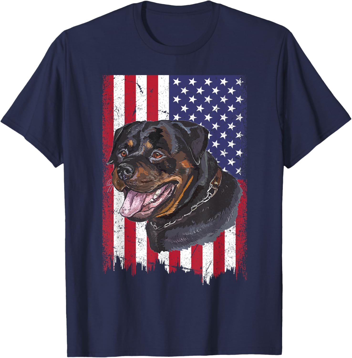 Rottweiler Dog Lover Father's Day USA American Flag Vintage T-Shirt - T-Shirt | Navy
