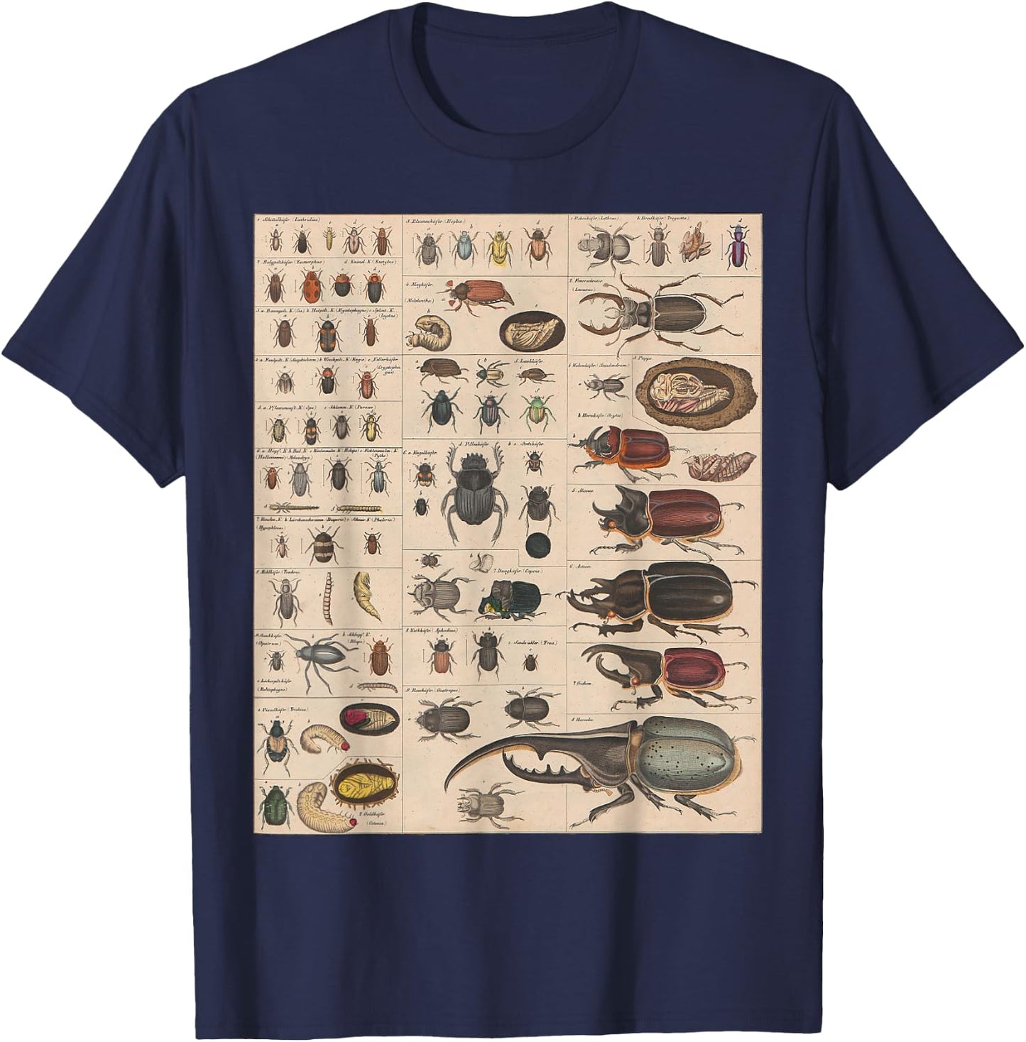 Insects Collection Species Bugs vintage Chart Entomology T-Shirt - T-Shirt | Navy