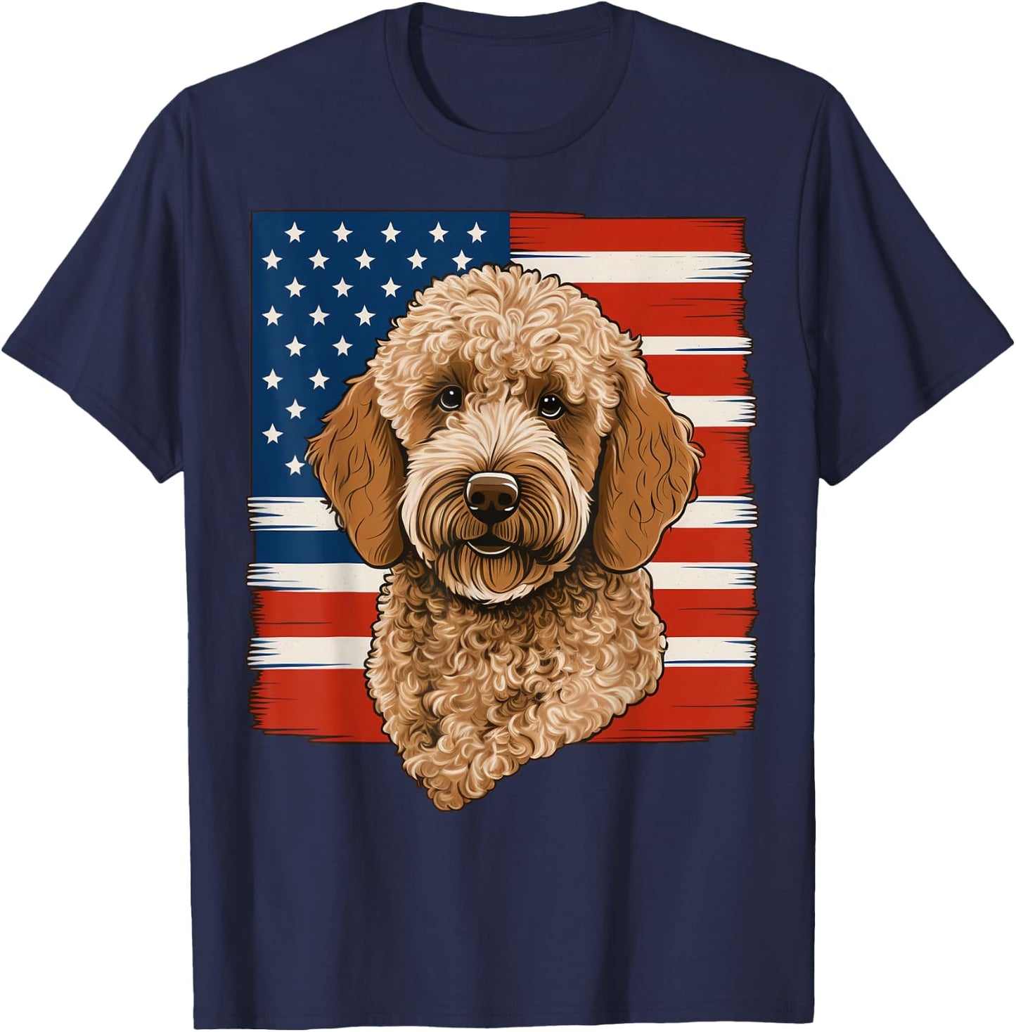 4th Of July Goldendoodle on Patriotic American Golden Doodle Kids Men T-Shirt - T-Shirt | Navy