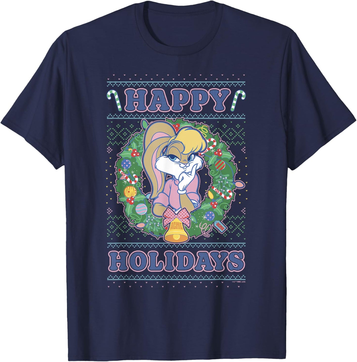 Looney Tunes Christmas Lola Bunny Wreath T-Shirt - T-Shirt | Navy