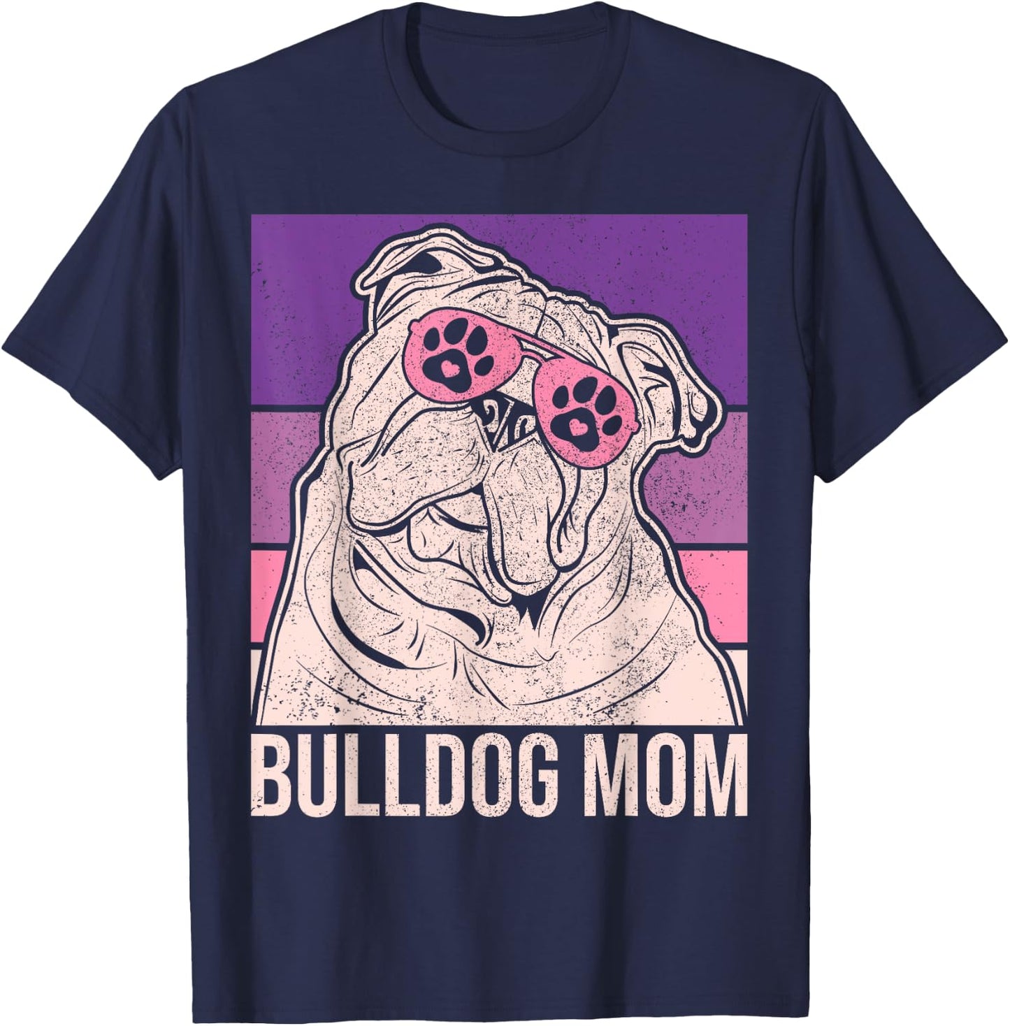 Dog Mama Pet Owner Animal Lover Outfit English Bulldog Mom T-Shirt - T-Shirt | Navy